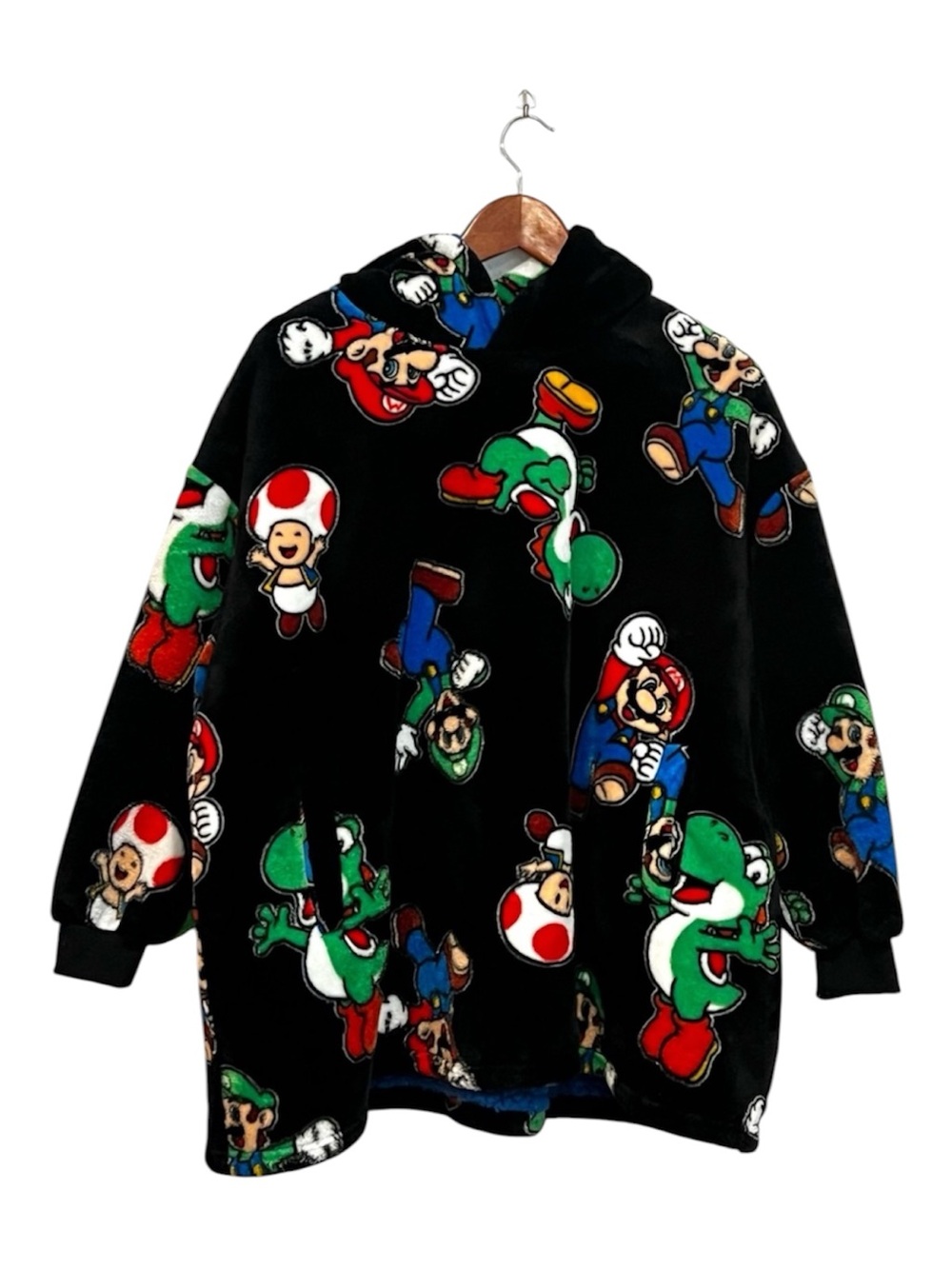 Nintendo Super Mario Multicolor Hooded Pull Over- Kids -One Size.